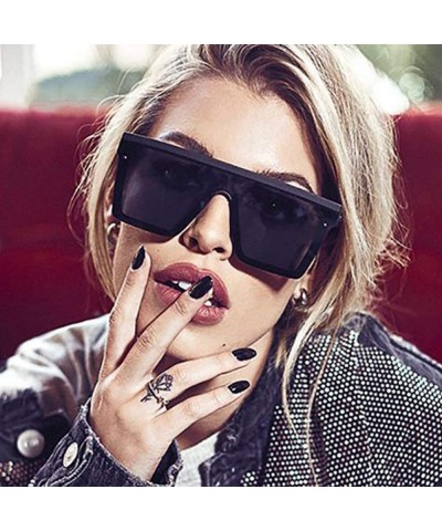 Oversized Women and Men Trendy Big Frame Meter Nail Sunglasses Fashion Siamese Square Sunglasses - Grat-1 - CM198DRARKO $22.40