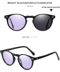 Round Photochromic Polarized Sunglasses Men Women Anti Glare Driving Eyewear Glasses - Purple - CO18YSXE0M0 $19.75