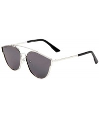 Cat Eye Curved Top Flat Lens Cat Eye Sunglasses - Black Silver - CZ197YNHS57 $25.99