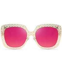 Semi-rimless Women Hollow Mirror UV400 Sunglasses Alloy Leg Glasses Shades Eyewear - Red - C8182EI3R6G $15.81