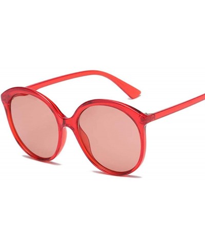 Aviator Vintage Round Oversized Lens Mirror Sunglasses Women Brand Designer BlackGray - Red - CZ18XAKKTE2 $11.35
