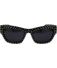 Rectangular Gold Studded Sunglasses Womens Chic Designer Style Rectangular Shades UV400 - Black (Black) - CH18XUYHNW9 $14.51