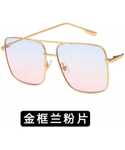 Goggle Lady Big Tinted Color Lens Square Sunglasses Women Retro Metal Frame Vintage Luxury Mirror Polarized - 3 - CJ198ZLUZE4...