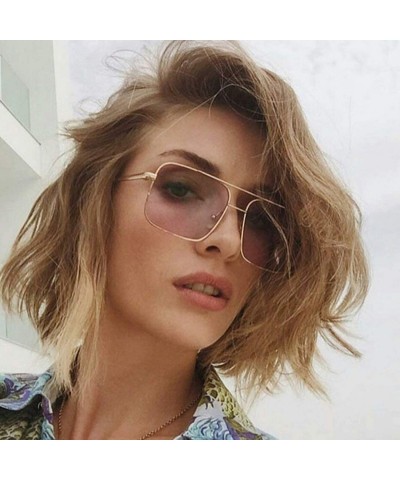 Goggle Lady Big Tinted Color Lens Square Sunglasses Women Retro Metal Frame Vintage Luxury Mirror Polarized - 3 - CJ198ZLUZE4...