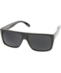 Square Retro Flat Top Wide Temple Eazy E Style Rectangle Sunglasses 57mm - Black / Smoke - CB12MY1V4U7 $8.53