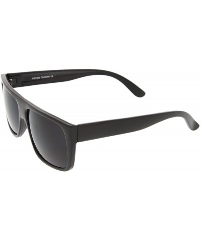 Square Retro Flat Top Wide Temple Eazy E Style Rectangle Sunglasses 57mm - Black / Smoke - CB12MY1V4U7 $8.53