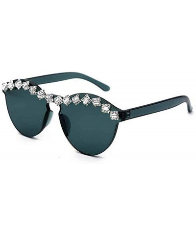 Rimless Fashion Party Rhinestone Rimless One-Piece Candy Colored Lens Luxury Diamond Metal Hinge Cat Sunglasses - C618Y2QMIWU...