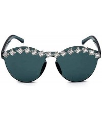 Rimless Fashion Party Rhinestone Rimless One-Piece Candy Colored Lens Luxury Diamond Metal Hinge Cat Sunglasses - C618Y2QMIWU...