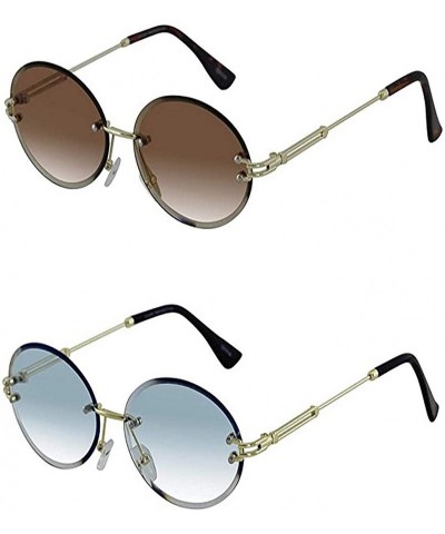 Rimless Elegant Rimless Vintage Retro Oval Gold Clear Lens Fashion Diamond Cut Edge Fashion Sunglasses - CN197II8UHN $33.88