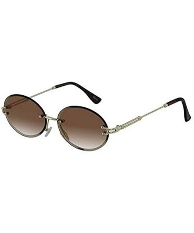 Rimless Elegant Rimless Vintage Retro Oval Gold Clear Lens Fashion Diamond Cut Edge Fashion Sunglasses - CN197II8UHN $18.56