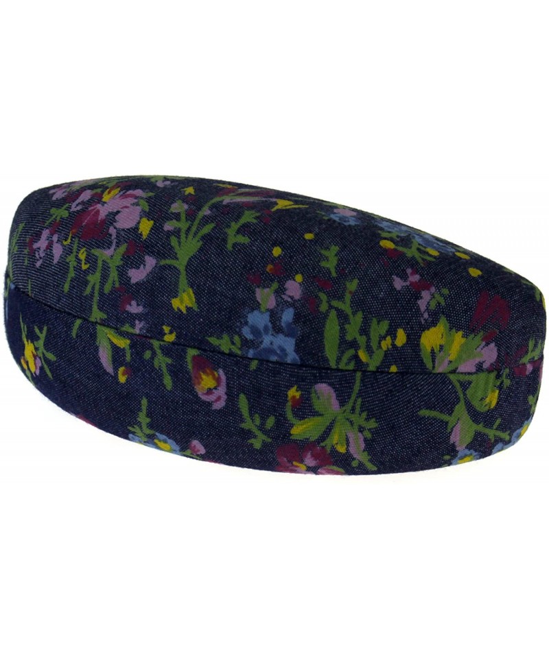 Rectangular Womens Floral Print Clam Shell Carring Eyewear Hard Case - Blue - CD18D3N9XYK $7.92