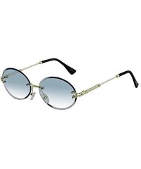Rimless Elegant Rimless Vintage Retro Oval Gold Clear Lens Fashion Diamond Cut Edge Fashion Sunglasses - CN197II8UHN $18.56