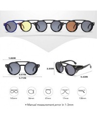 Round Round Steampunk Sunglasses for Women and Men with Real Leather - C2 Blue Gray - CY19805HA56 $13.00