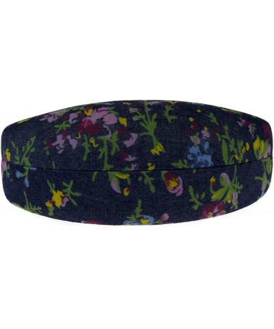 Rectangular Womens Floral Print Clam Shell Carring Eyewear Hard Case - Blue - CD18D3N9XYK $7.92