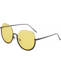 Oversized UV Protection Sunglasses for Women Men Semi-rimless frame Round Acrylic Lens Plastic Frame Sunglass - Yellow - C719...