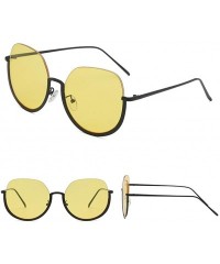 Oversized UV Protection Sunglasses for Women Men Semi-rimless frame Round Acrylic Lens Plastic Frame Sunglass - Yellow - C719...