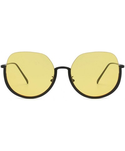 Oversized UV Protection Sunglasses for Women Men Semi-rimless frame Round Acrylic Lens Plastic Frame Sunglass - Yellow - C719...