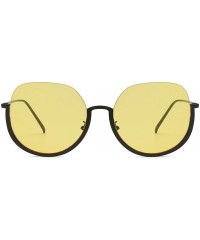 Oversized UV Protection Sunglasses for Women Men Semi-rimless frame Round Acrylic Lens Plastic Frame Sunglass - Yellow - C719...