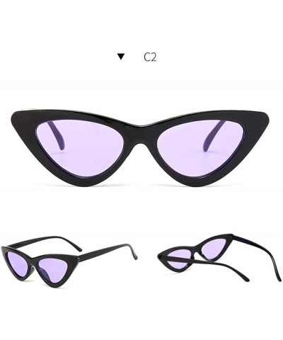 Aviator 2019 New Fashion Sexy Ladies Cat Eye Sunglasses Women Brand Black Clear Blue - Black Clear Purple - CO18XE05I5Y $11.80