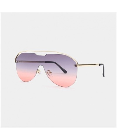 Rimless Oversized One Piece Rimless Sunglasses for Women Pilot Shades - C3 Gold Purple Pink - CZ1987AYGTR $12.27
