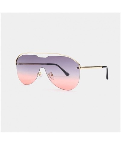 Rimless Oversized One Piece Rimless Sunglasses for Women Pilot Shades - C3 Gold Purple Pink - CZ1987AYGTR $24.88