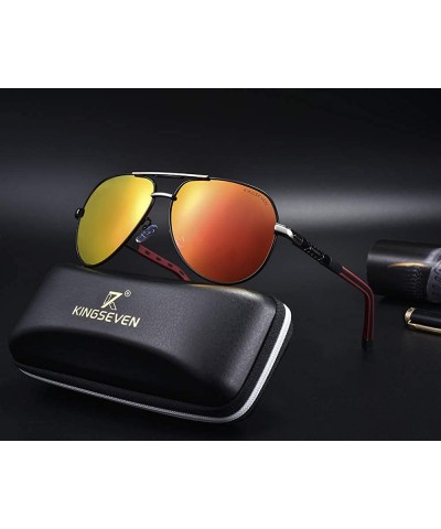Wayfarer Men's Polarized Sun Glasses Ultra Light Fashion - Silver Red - CQ18TIGIG5X $11.11
