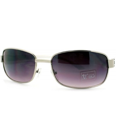 Rectangular Mens Fashion Sunglasses Round Rectangular Classic Metal Frame - Silver White - CF11D8YCUD7 $17.99