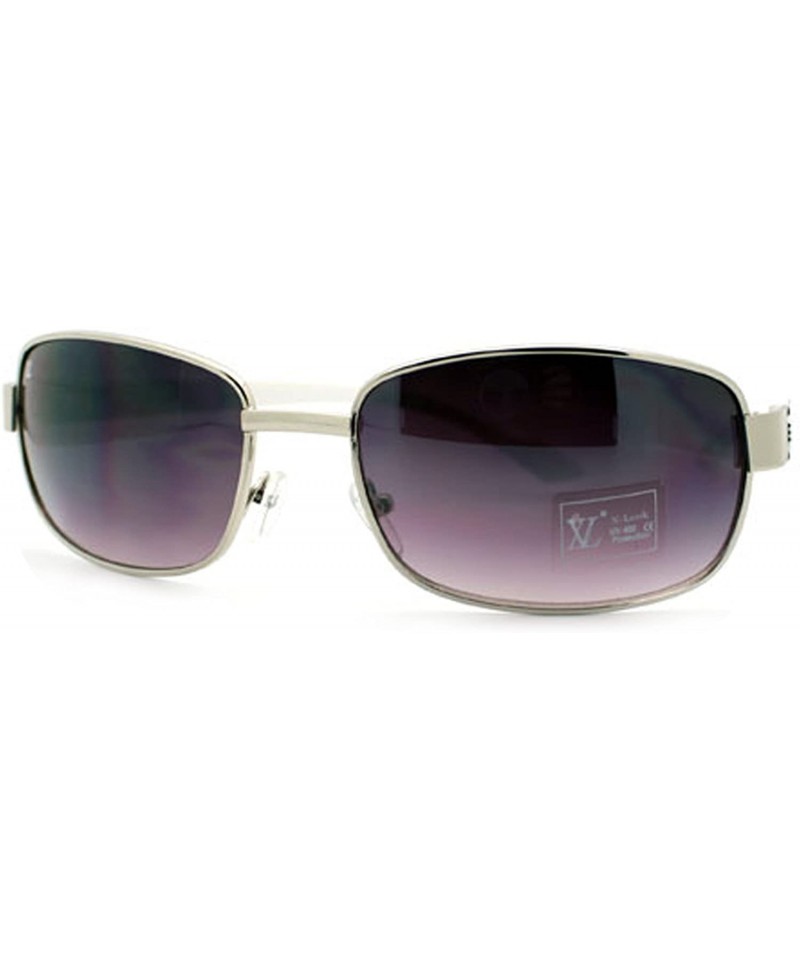 Rectangular Mens Fashion Sunglasses Round Rectangular Classic Metal Frame - Silver White - CF11D8YCUD7 $11.04