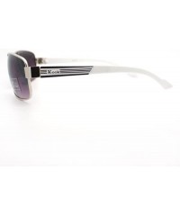 Rectangular Mens Fashion Sunglasses Round Rectangular Classic Metal Frame - Silver White - CF11D8YCUD7 $11.04