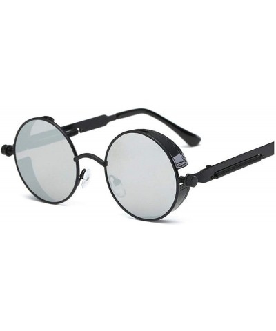Goggle 2020 Metal Steampunk Sunglasses Men Women Fashion Round Glasses Vintage UV400 Eyewear - Black Frame Silver - CF198AI7S...