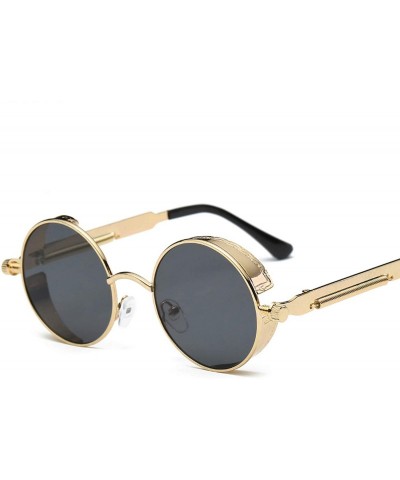 Goggle 2020 Metal Steampunk Sunglasses Men Women Fashion Round Glasses Vintage UV400 Eyewear - Black Frame Silver - CF198AI7S...