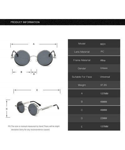 Goggle 2020 Metal Steampunk Sunglasses Men Women Fashion Round Glasses Vintage UV400 Eyewear - Black Frame Silver - CF198AI7S...