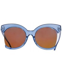 Semi-rimless Half Frame Fashion Women Sunglasses In Cat Eye Shaped Big Sizes Lens 60mm - Blue/Blue - C512E0NTM7B $10.70