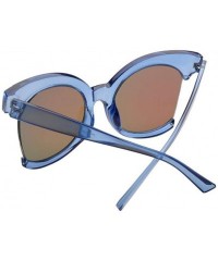 Semi-rimless Half Frame Fashion Women Sunglasses In Cat Eye Shaped Big Sizes Lens 60mm - Blue/Blue - C512E0NTM7B $10.70