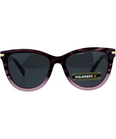 Rectangular Polarized Designer Horn Rim Plastic Hipster Sunglasses - Purple Pink Black - CJ18CT5G2I0 $24.52