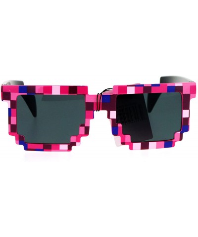 Wayfarer Pixelated 8 Bit Retro Video Game Horned Sunglasses - Pink - CC12JDH3JV9 $22.74