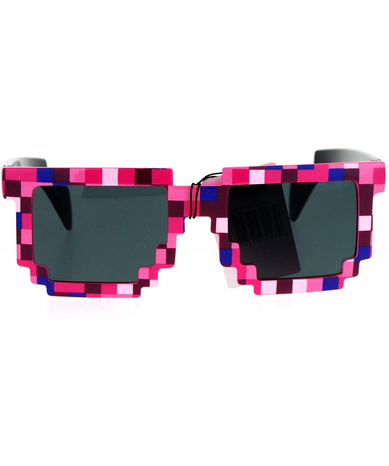 Wayfarer Pixelated 8 Bit Retro Video Game Horned Sunglasses - Pink - CC12JDH3JV9 $9.90