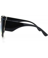 Oversized Womens Owl Brow Cat Eye Thick Plastic Fashion Sunglasses - Black Blue Yellow - CI18OWZHSC2 $18.79