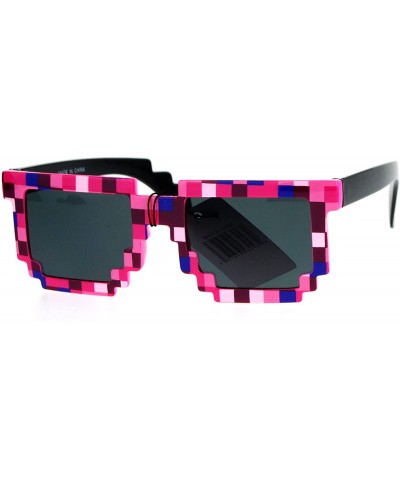 Wayfarer Pixelated 8 Bit Retro Video Game Horned Sunglasses - Pink - CC12JDH3JV9 $9.90