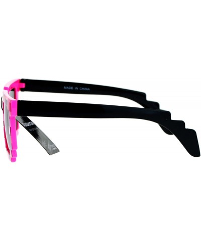 Wayfarer Pixelated 8 Bit Retro Video Game Horned Sunglasses - Pink - CC12JDH3JV9 $9.90