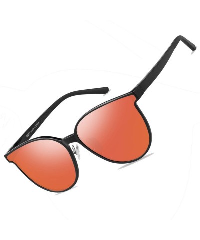 Square Polarized Sunglasses Matte Finish Sun glasses Color Mirror Lens 100% UV Blocking - Orange2 - C6194C98XNQ $19.48