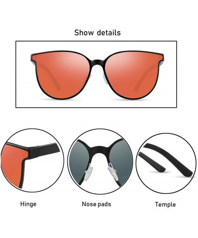 Square Polarized Sunglasses Matte Finish Sun glasses Color Mirror Lens 100% UV Blocking - Orange2 - C6194C98XNQ $19.48