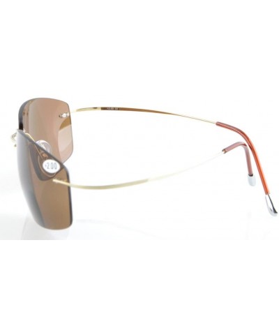 Rimless Titanium Rimless UV400 Polycarbonate Brown Lenses Bifocal Sunshine Readers Bifocal Sunglasses +2.0 - Brown Lens - CU1...