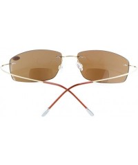 Rimless Titanium Rimless UV400 Polycarbonate Brown Lenses Bifocal Sunshine Readers Bifocal Sunglasses +2.0 - Brown Lens - CU1...