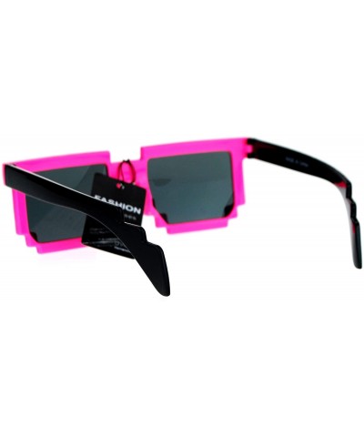 Wayfarer Pixelated 8 Bit Retro Video Game Horned Sunglasses - Pink - CC12JDH3JV9 $9.90