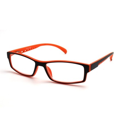 Rectangular Soft Matte Black w/ 2 Tone Reading Glasses Spring Hinge 0.74 Oz - Matte Black Orange - C812C215KIX $35.36