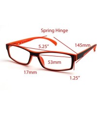 Rectangular Soft Matte Black w/ 2 Tone Reading Glasses Spring Hinge 0.74 Oz - Matte Black Orange - C812C215KIX $18.61