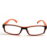 Rectangular Soft Matte Black w/ 2 Tone Reading Glasses Spring Hinge 0.74 Oz - Matte Black Orange - C812C215KIX $36.75