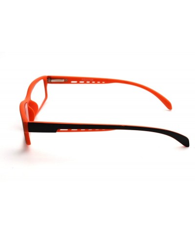 Rectangular Soft Matte Black w/ 2 Tone Reading Glasses Spring Hinge 0.74 Oz - Matte Black Orange - C812C215KIX $36.75