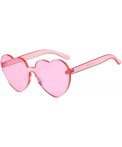 Goggle Heart Shape Rimless Sunglasses Transparent Candy Color Eyewear Resin Lens Sunglasses - B - CW1908NHIN3 $9.16